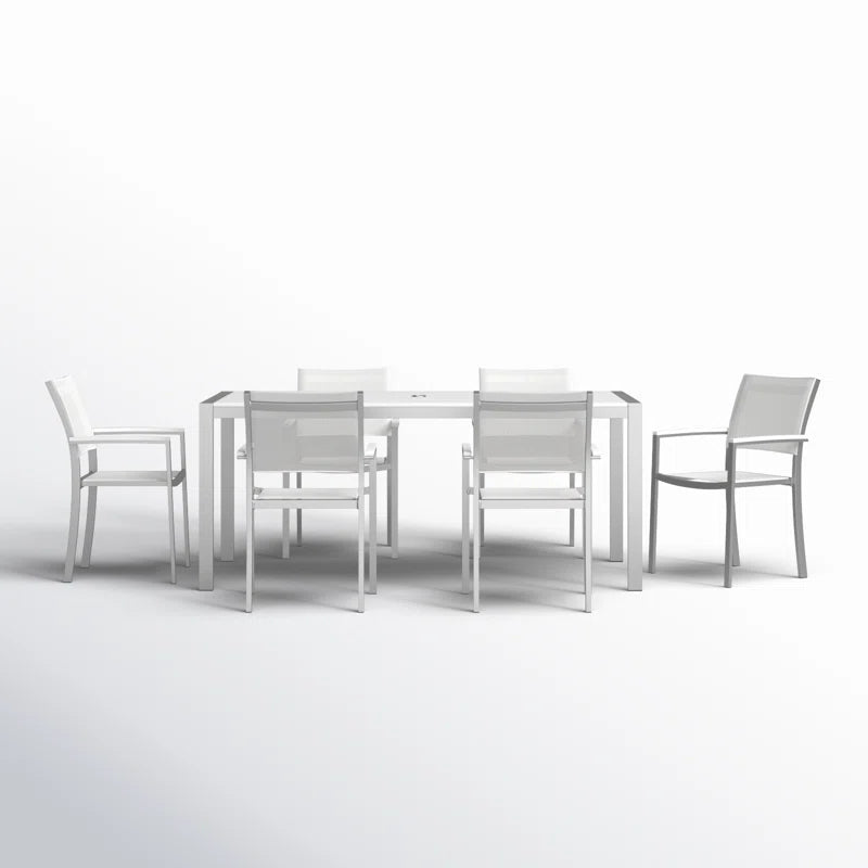 Aynura 6 - Person Metal Patio Dining Set with Rectangular Table
