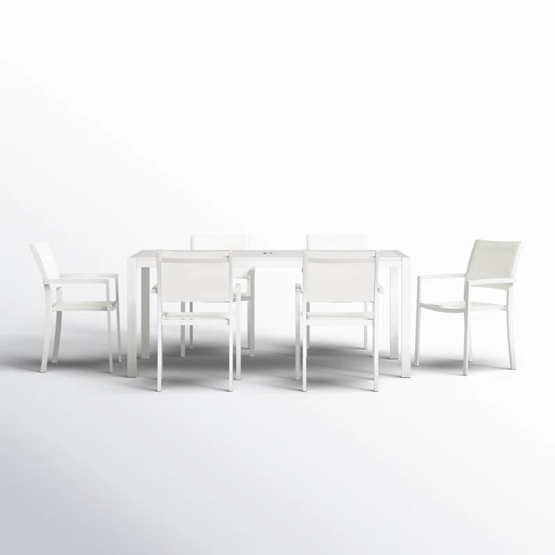 Aynura 6 - Person Metal Patio Dining Set with Rectangular Table