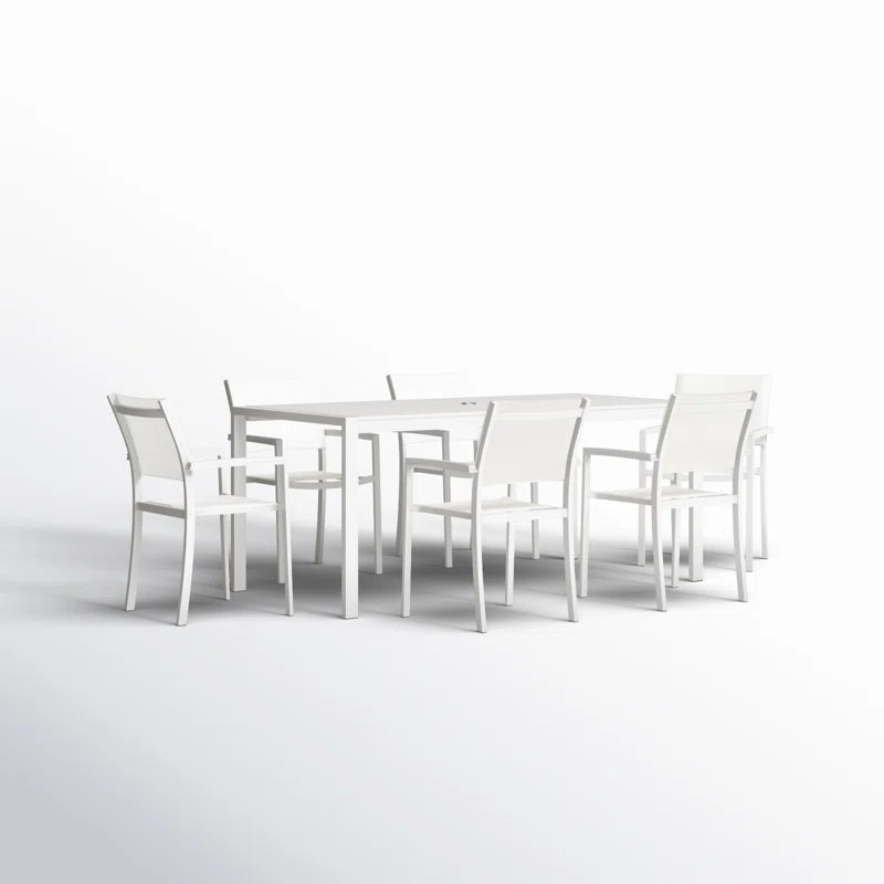 Aynura 6 - Person Metal Patio Dining Set with Rectangular Table