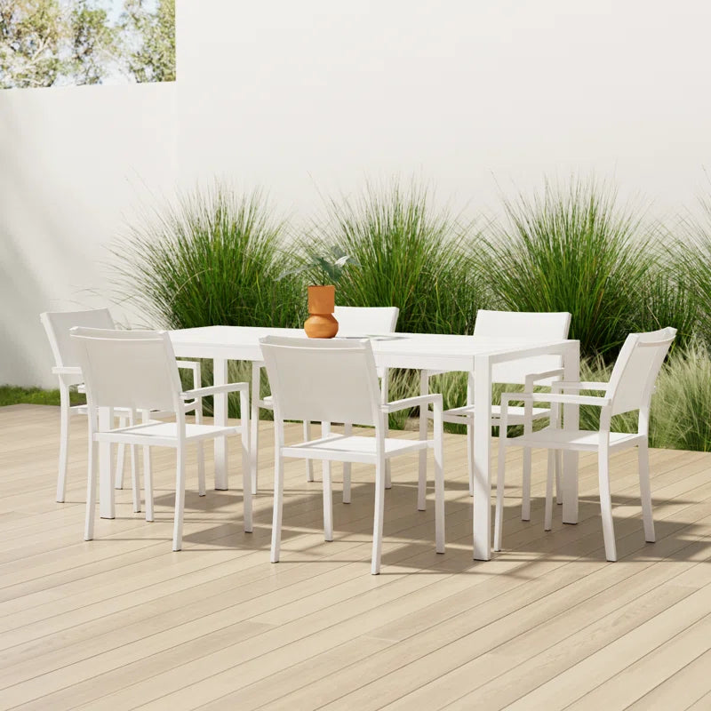 Aynura 6 - Person Metal Patio Dining Set with Rectangular Table