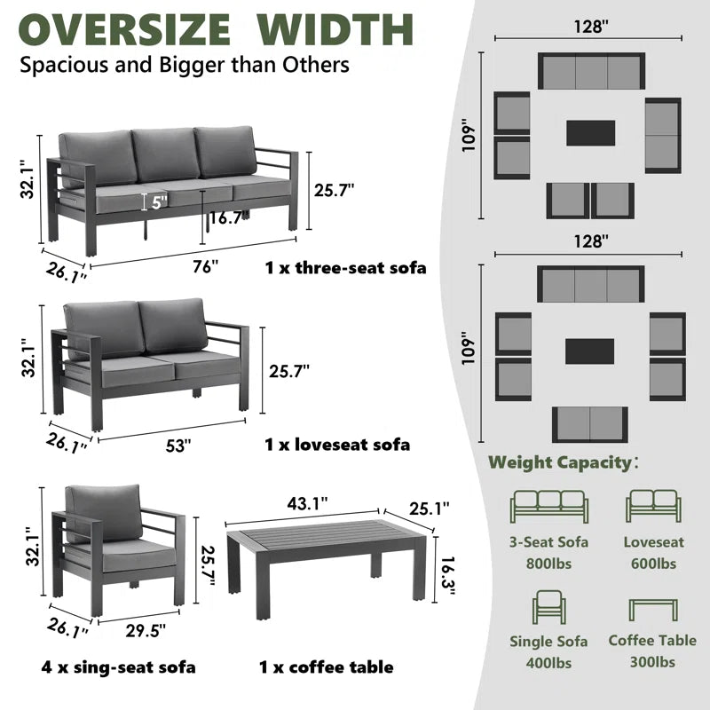 Roussel Patio Set Seating for 9