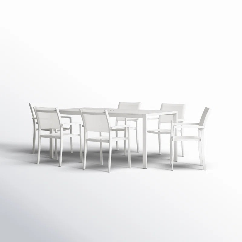 Aynura 6 - Person Metal Patio Dining Set with Rectangular Table