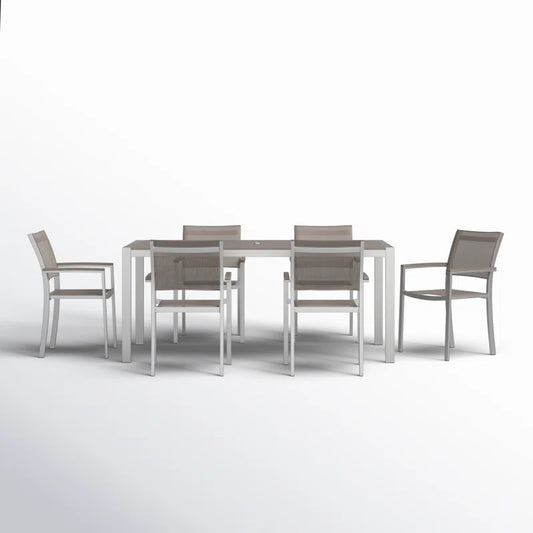 Aynura 6 - Person Metal Patio Dining Set with Rectangular Table